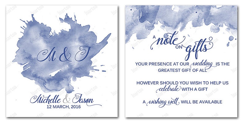 Watercolour Splash Wedding Invitation Water Blue image 4