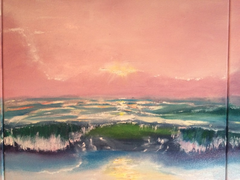 seascape sunset multipanel art Multi panel painting wave sunset painting oil on canvas