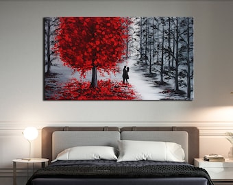 Extra large wall art Love couple painting Romantic wall art Romantic painting on canvas