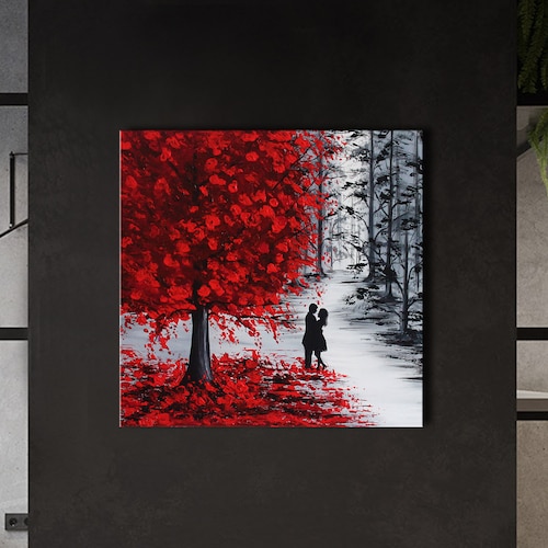 Romantic Wall Art Couple in Love Painting on Canvas Romantic Etsy