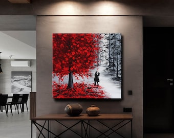 Extra large painting on canvas Romantic wall art Love couple painting