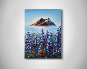 The Mount Saint Helens Lupinus wildflower Oil painting on canvas
