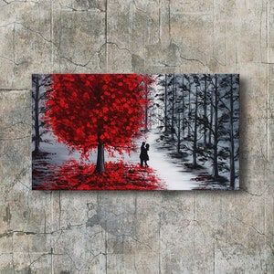 Romantic Wall Art Couple Painting on Canvas Couple in Love Fall ...