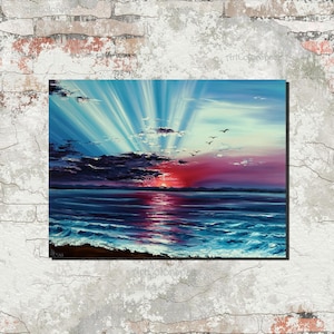 Seelandschaft Wandkunst Nautische Malerei Strand Ölgemälde auf Leinwand Wellenmalerei