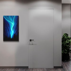 Northern lights art Galaxy painting Aurora Borealis Oil painting on canvas image 4