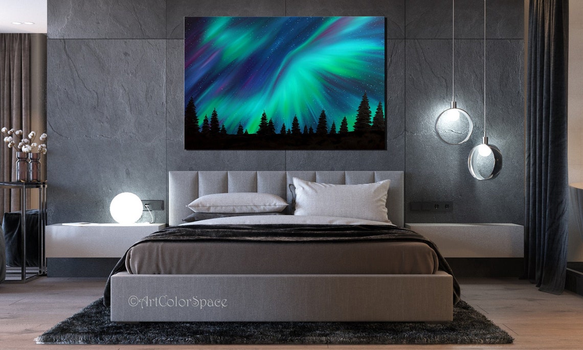 Canada Green Aurora Borealis Extra Large Wall Art Northern - Etsy Canada