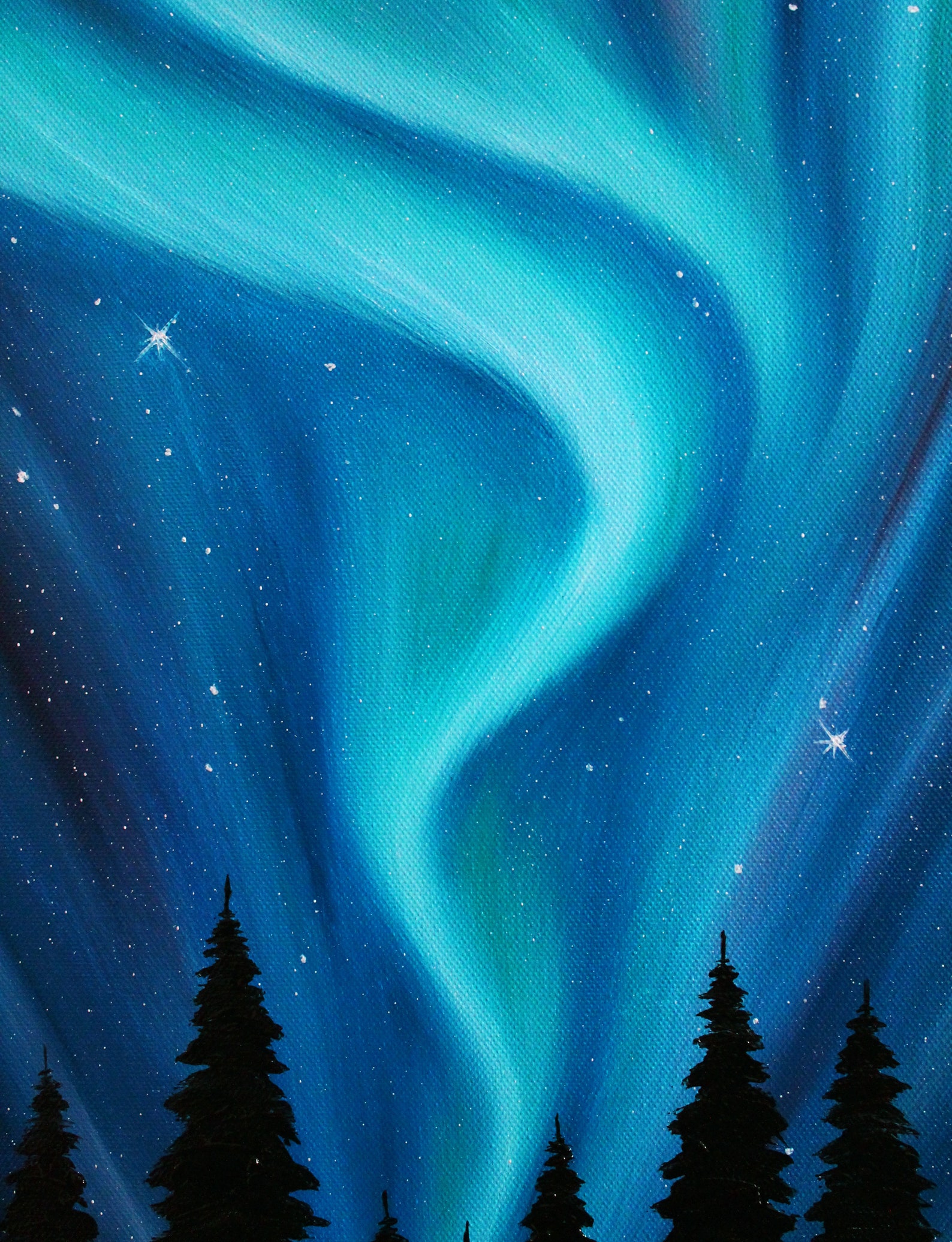 Canada Aurora borealis Oil painting on canvas Northern lights Etsy