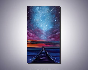 Galaxy art Milky Way painting on canvas Galaxy painting Milky Way art Shooting Stars art