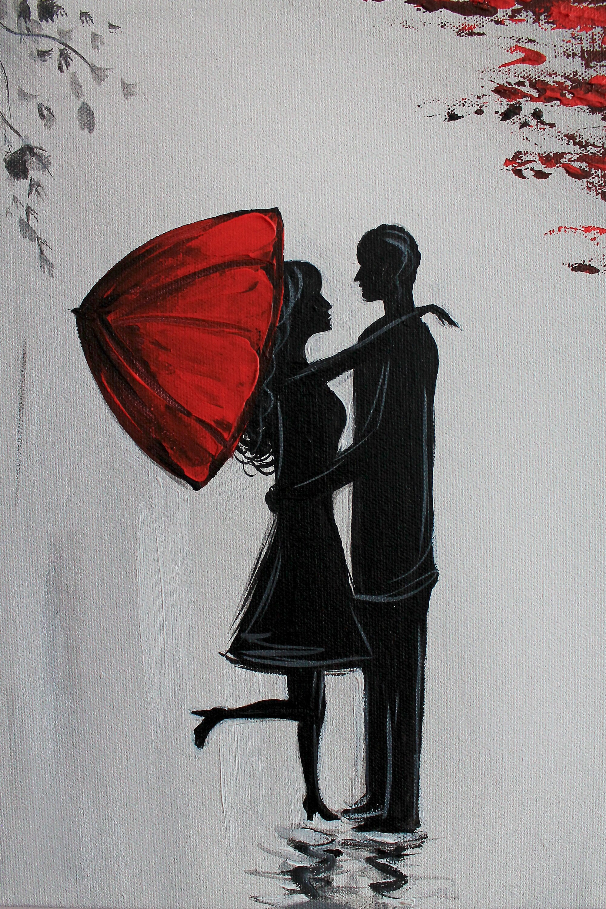 France Wall Art Romance Red Umbrella Acrylic Painting on Etsy Canada