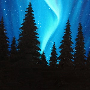 Northern lights art Galaxy painting Aurora Borealis Oil painting on canvas image 5