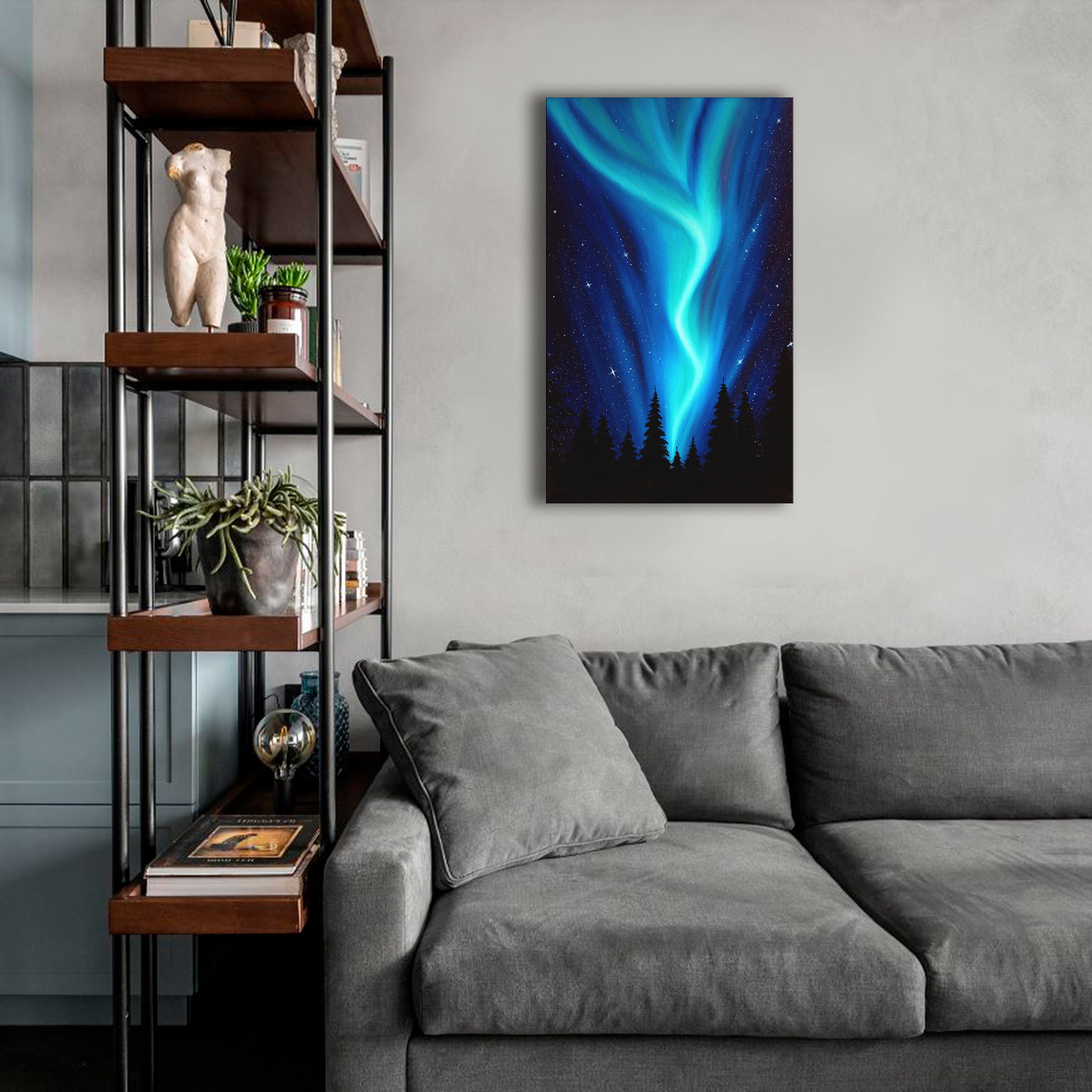 Northern lights art Galaxy painting Aurora Borealis Oil | Etsy