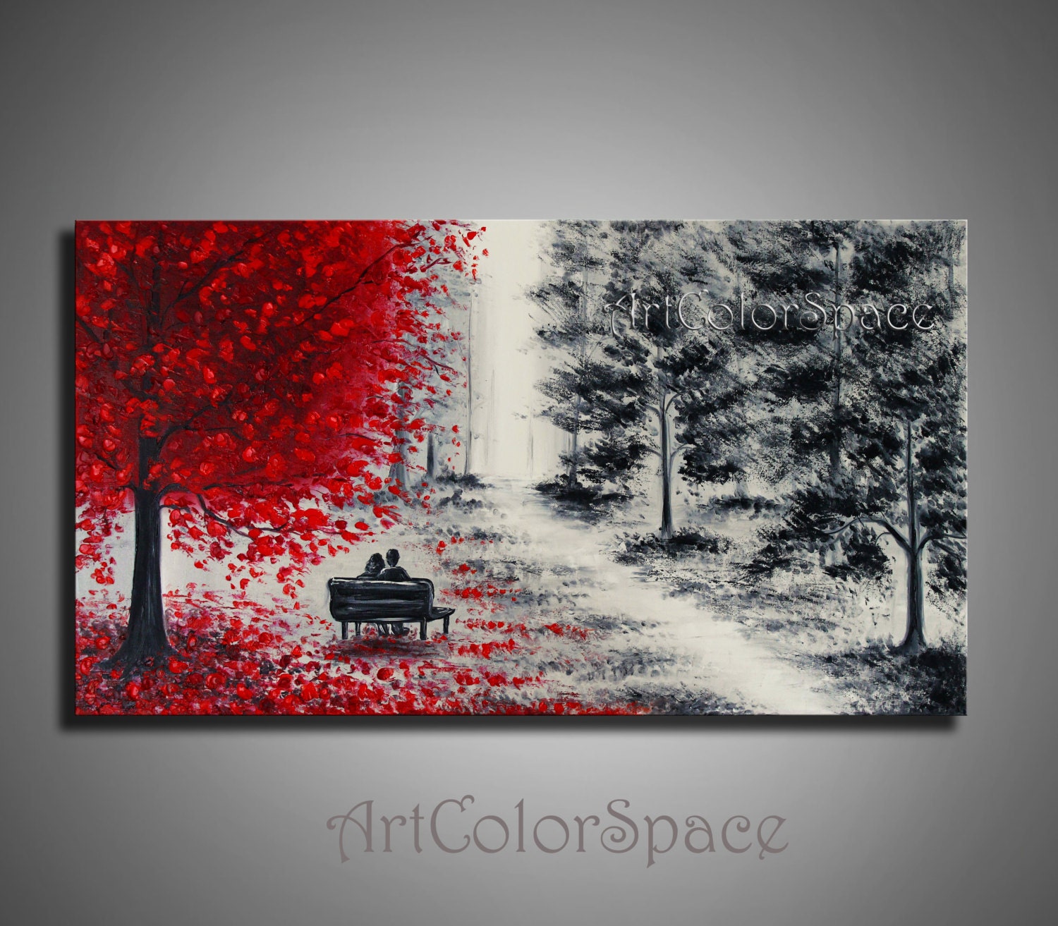 Romantic wall art Couple in love painting on canvas Romantic Etsy