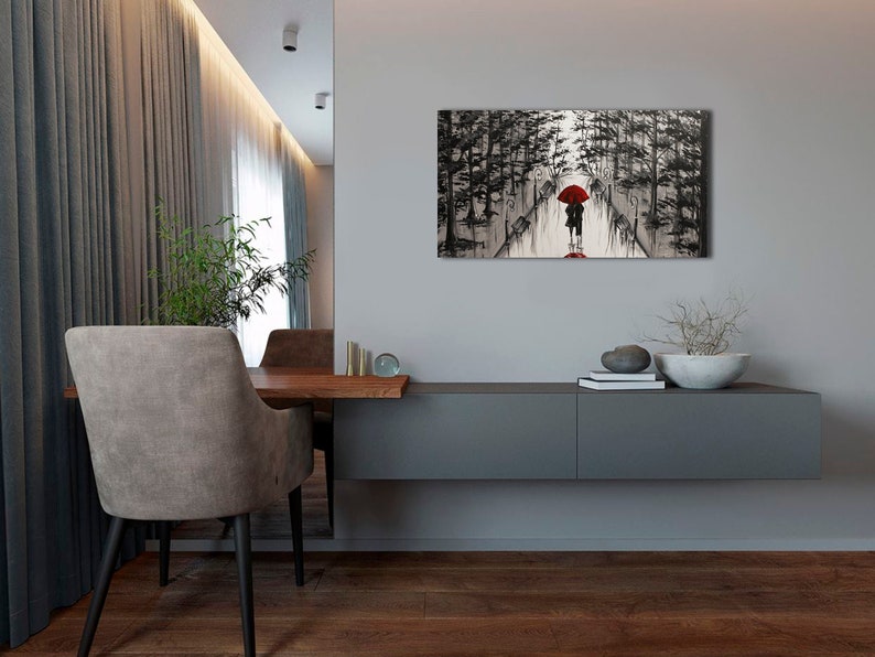 Romantic Wall Art Couple in Love Under Red Umbrella Art Etsy