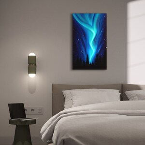 Northern lights art Galaxy painting Aurora Borealis Oil painting on canvas image 7