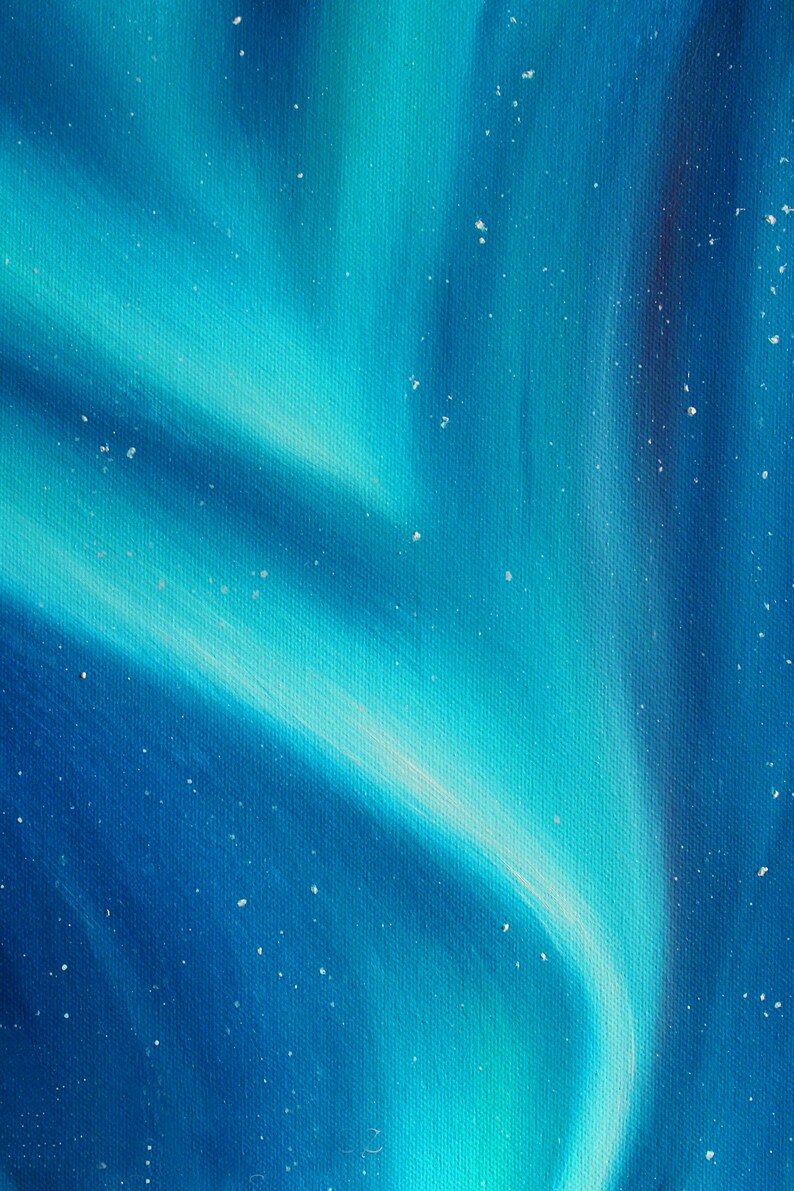 Northern lights art Galaxy painting Aurora Borealis Oil painting on canvas image 6