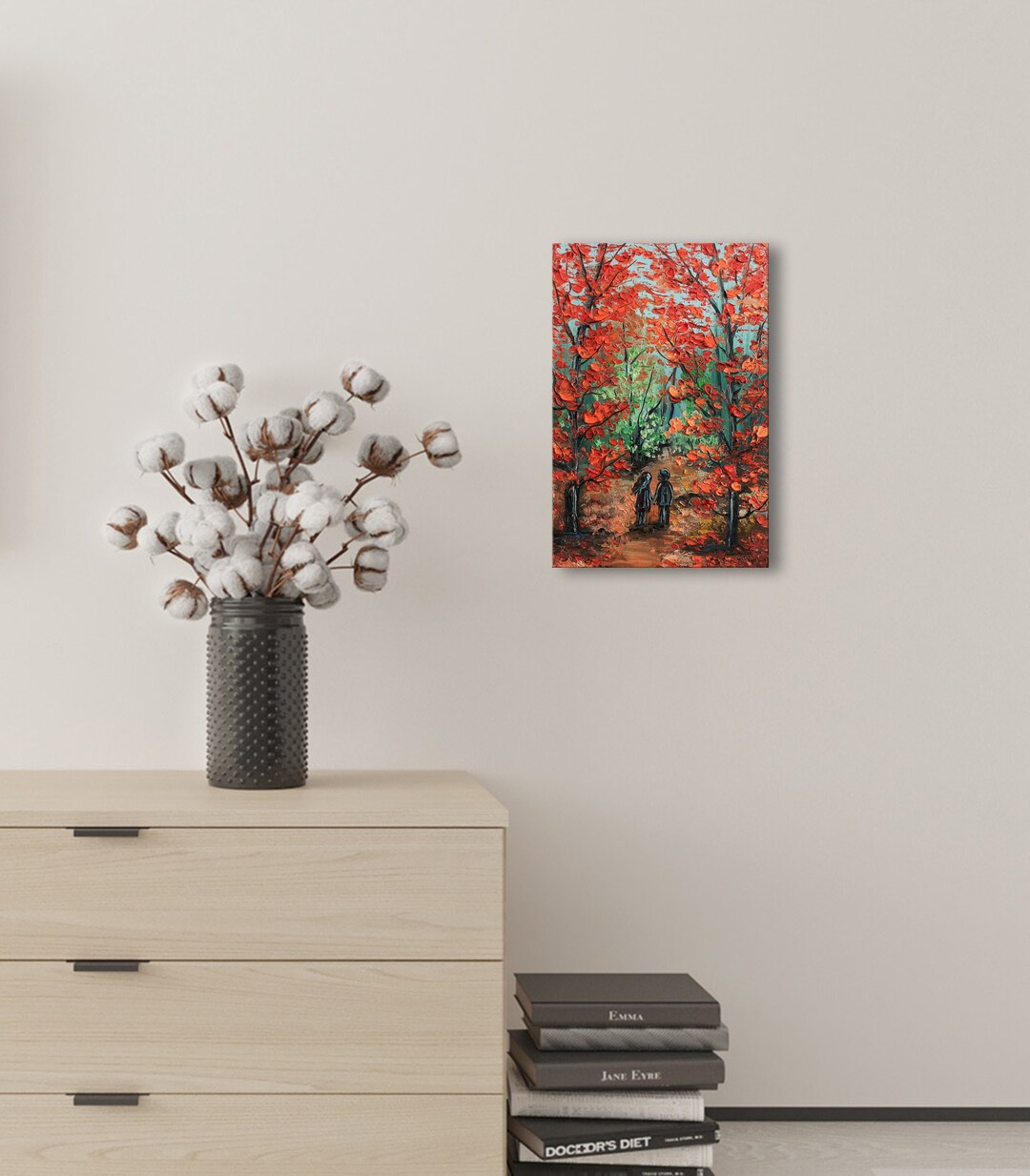 Love Couple Painting on Canvas Autumn Forest Wall Art Couple Painting ...