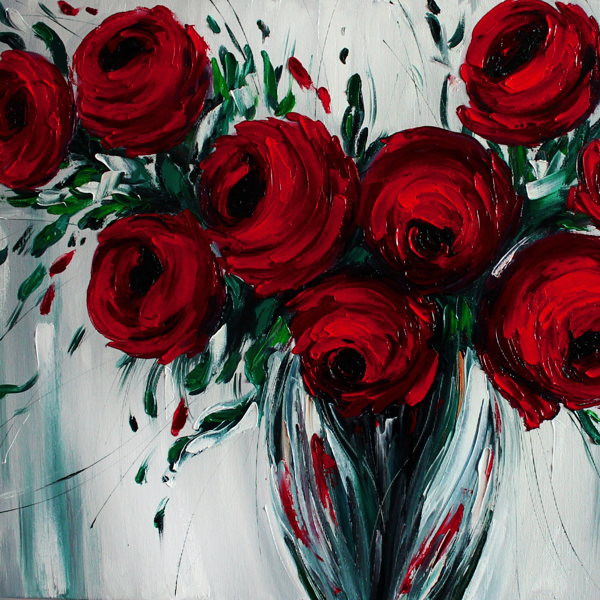 Pintura Al leo De Rosas Rojas Sobre Lienzo Arte Floral En Jarr n pintura-al-leo-de-rosas-rojas-sobre-lienzo-arte-floral-en-jarr-n