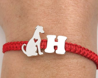 Pulsera de silueta de perro galgo de plata de primera ley, galgo italiano, amante de los perros iggy, galgo perro de rescate, regalo personalizado para mascotas, monumento a mascotas