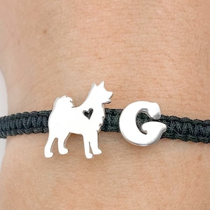 Siberian Husky dog bracelet, silver Husky silhouette charm, personalized Husky jewelry, pet memorial gift for Husky lovers