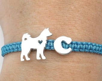 Pulsera perro Husky de plata, pulsera raza de perro Husky Siberiano, raza akita inu, pulsera mejor amigo, pulsera shiba inu