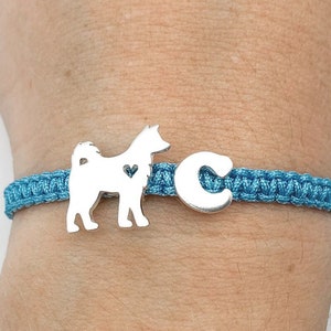 Siberian Husky dog bracelet, silver Husky silhouette charm, personalized Husky bracelet, Siberian Husky pet memorial gift