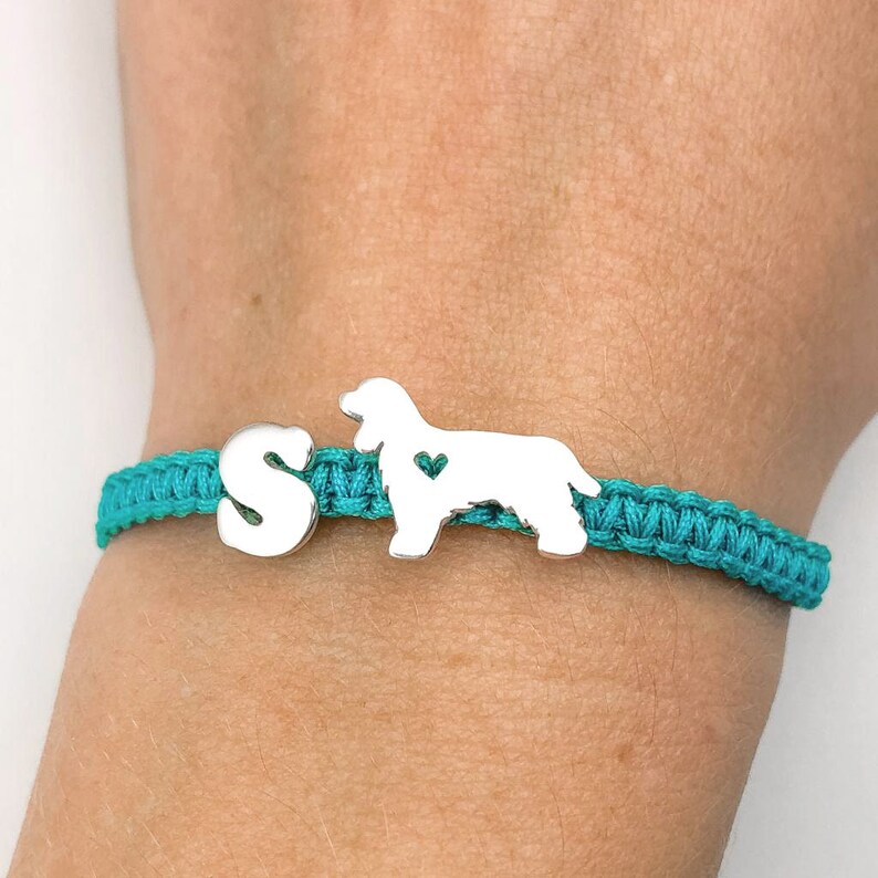 Pulsera perro Cocker spaniel, silueta cocker pulsera de plata, regalo perfecto para madre, regalo amigo invisible, regalo mascota 8. TURQUOISE