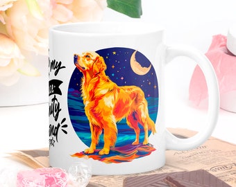 Taza con perro Golden Retriever, taza de desayuno mensaje amor Golden, taza Diseño Golden retriever, Taza Golden nombre personalizado