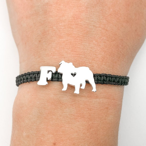 English Bulldog Bracelet Sterling Silver Bulldog Silhouette