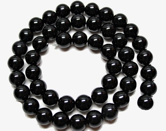 8mm Natural Black Onyx Round Loose Beads