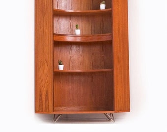 Vintage G Plan Mid Century Teak Corner Book Case Display Cabinet Shelves
