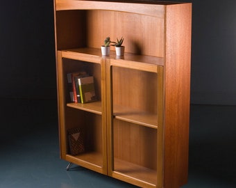 Vintage Mid Century Retro Nathan G Plan Bookcase Glass fronted Display Cabinet Teak 1960/70s