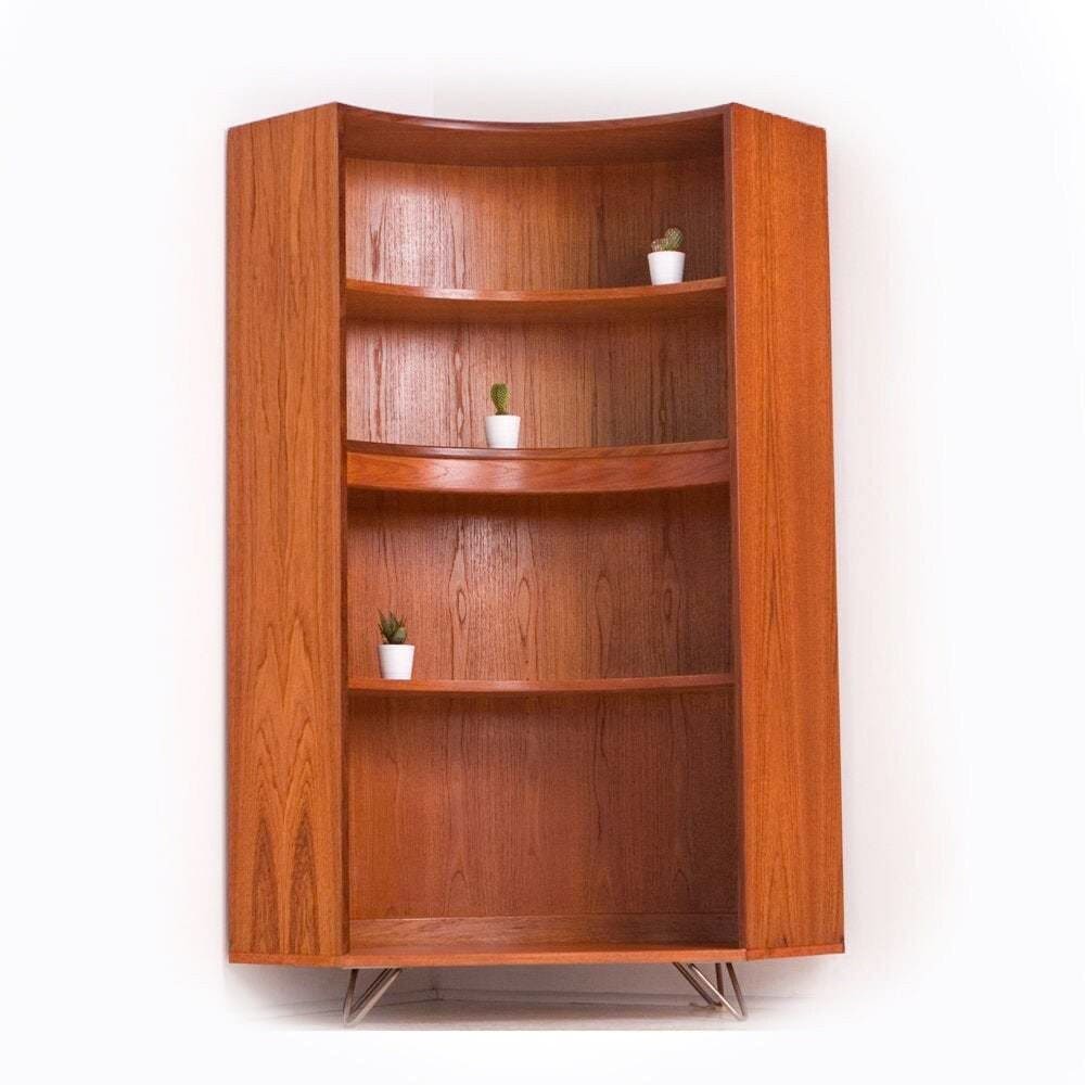 Vintage G Plan Mid Century Teak Corner Book Case Display Cabinet