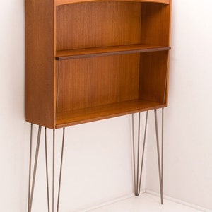 Vintage Nathan Mid Century Retro Teak Bookcase Display Cabinet on Hairpin Legs Industrial image 3