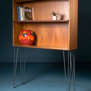 Vintage Nathan Mid Century Retro Teak Bookcase Display Cabinet on Hairpin Legs Industrial