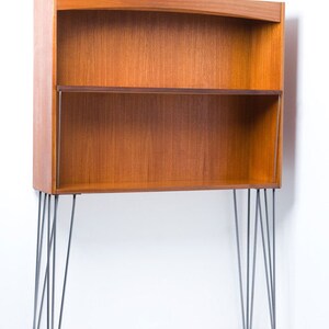 Vintage Nathan Mid Century Retro Teak Bookcase Display Cabinet on Hairpin Legs Industrial image 2