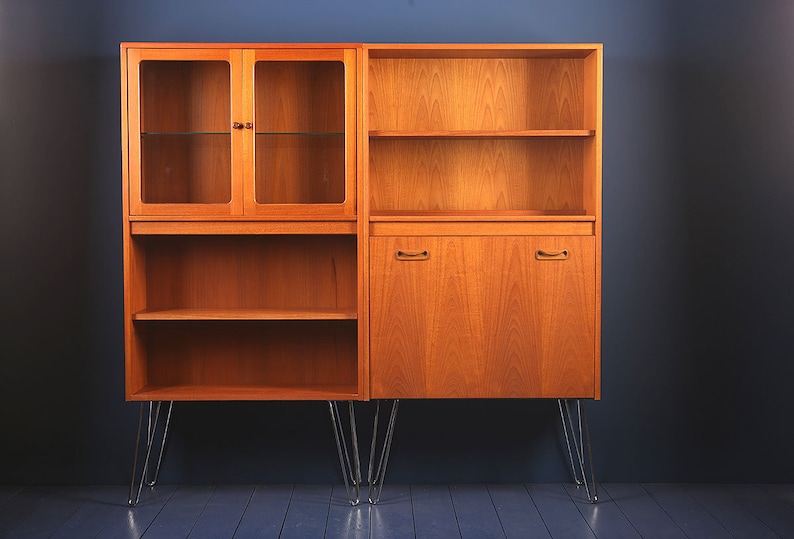 G Plan Fresco Wall Unit a Pair Drinks of Glass Display Drink Etsy UK