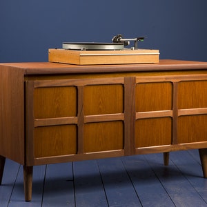 Nathan Mid Century Retro Teak Small Sideboard TV Record Cabinet on Wooden legs  1970s