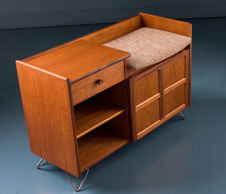 Vintage Mid Century Telephone Table Hallway Seat by Nathan Etsy