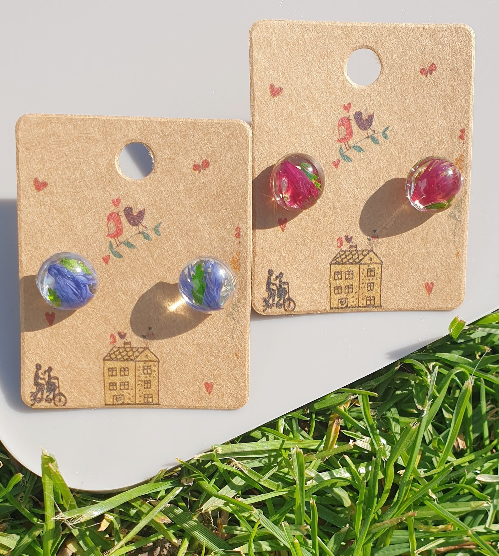 Botanical Handmade Resin Stud Earrings Gift Wildflower Etsy