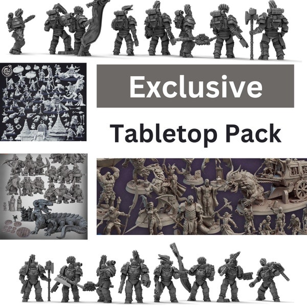 Table top Stl pack  ,  Stl pack , 100+ Exclusive table top Collection , Tabletop Figure pack , MIniatures Tabletop pack , Tabletop 3d pack