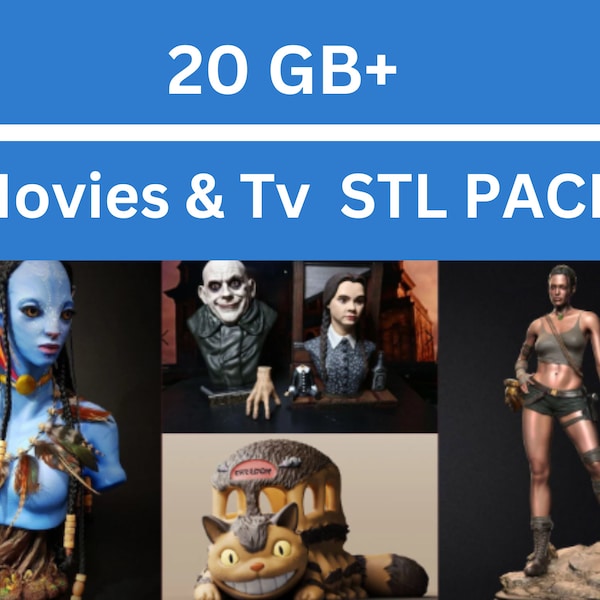 stl pack, films en tv stl pack, megabundel stl, film prop stl, 3d print stl standbeeld, film prop 3d printbestand