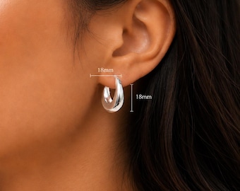 Sterling Silver Hoop Earrings, Lightweight Minimalist Everyday Jewelry Gift for Her