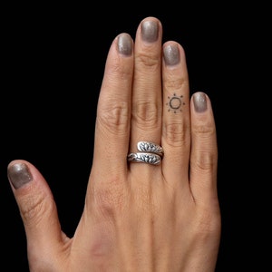 Sterling silver meditation ring, Lotus ring, adjustable ring, statement ring, lotus jewelry, wrap ring, nature ring,  graduation gift