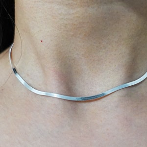 Sterling Silver Omega Chain Necklace: Shiny Modern Jewelry, Adjustable Length