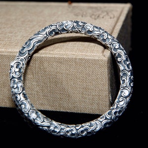 Men&#39;s silver bracelet, Solid silver bangle, fine silver viking bracelet, heavy men&#39;s bangle, oxidized cuff, men&#39;s jewelry, chunky bracelet