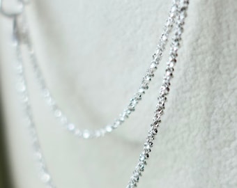 Sterling Silver Chain Necklace, Dainty Chain, Elegant Chain, 1.2mm Sparkle Chain, Snowflake Chain Sparkle Necklace, Specialty Chain