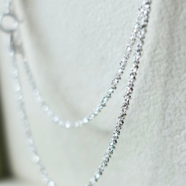 Sterling Silver Chain Necklace, Dainty Chain, Elegant Chain, 1.2mm Sparkle Chain, Snowflake Chain Sparkle Necklace, Specialty Chain