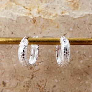 Snake Hoop Earrings Sterling Silver, Minimal Statement Hoops, Everyday Snake Jewelry Gift
