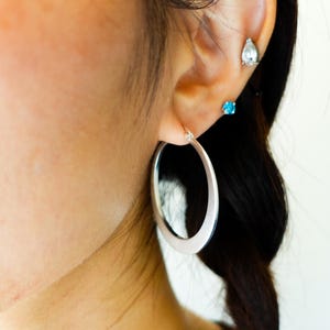 Sterling Silver Large Hoop Earrings, Plain Big Hoops, Minimalist Large Earrings, Modern Silver Hoops, Gift for Her