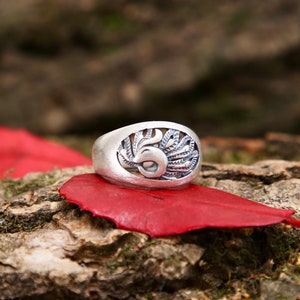 Sterling Silver Peacock Ring: Adjustable Statement Jewelry